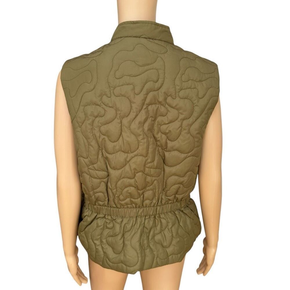 Marc New York Womens Quilted Puffer Vest Jacket Size M olive green Pockets - Picture 3 of 7